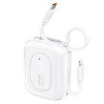 Dudao K32 22.5W 10000 mAh Powerbank with Built-in USB-C/ Lightning Kaabel - valge