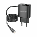 Laadija Dudao "A2ProL" Must (2xUSB) + integrated "Lightning" kaabel