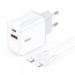 BWOO seina laadija CDA182 QC 38W 1x USB-A + 1x USB-C koos USB-C C-Lightning kaabliga 1 m must