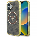 Guess IML Metal Glitter 4G Circle Triangle MagSafe &Uuml;mbris jaoks iPhone 16 - Brown