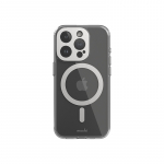 Moshi iGlaze MagSafe &uuml;mbris seadmele iPhone 15 Pro, l&auml;bipaistev Luna Silver detailidega