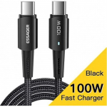 USB Laidas Essager "Sunset" Juodas "Type-C / Type-C" 200cm (iki 100W)