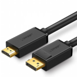 Ugreen &uuml;hesuunaline DisplayPort - HDMI kaabel 4K 30Hz 32 AWG 1.5m must (DP101 10239)