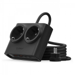Orico PDC25 25W 6in1 pikendusjuhe 2x AC + 2x USB-A + 2x USB-C - must