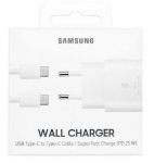 Laadija originaal Samsung Super Fast Charging (Type-C) EP-TA800XWEGWW (25W) valge + type-C kaabel karbiga