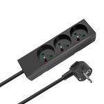 REBEL Prantsuse t&uuml;&uuml;pi 3 pesaga l&uuml;litita pikendusjuhe, 1,5 m, 3 x 1,0 mm, must