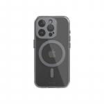 Moshi iGlaze MagSafe &uuml;mbris seadmele iPhone 15 Pro, l&auml;bipaistev Meteorite Gray detailidega