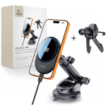 Tech-Protect V21 MagSafe Car Holder with 25W QI2.2 Inductive Charger for Cockpit/Windshield/Air Vent - Black