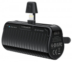 VEGER i&scaron;orinė baterija 5000 mAh su įmontuotu jungtimi Lightning PlugOn PD QC3.0 3A 20W W0558P juoda