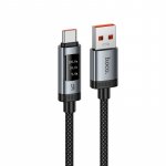 Data Kaabel with digital display USB A to USB C Hoco PD 6A 100W 1,2 m U148 must