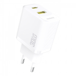 Dudao A27TEU PD 30W GaN USB-A USB-C seinalaadija - valge