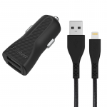 Energizer HardCase DC2CLLIM autolaadija, 2 &times; USB-A, 17 W / 3,4 A, MFi-sertifikaadiga Lightning-kaabliga, must