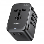 Maitinimo įkroviklis - Unitek 65W Universal Travel Adapter (P1122ABK01) | 1xUSB-A 3xUSB-C 1xAC
