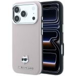 Karl Lagerfeld Grained Choupette Head Metal &uuml;mbris seadmele iPhone 17 Pro Max / 18 Pro Max, MagSafe-&uuml;hilduv &ndash; roosa