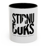 STIRNU BUKS ceramic mug with colourful inside and handle &ndash; black SB-K-KRUZE-MELNA