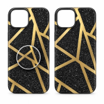 iPhone 13 Case &mdash; Black & Gold Geometric Design