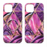 iPhone 13 Case &mdash; Purple & Pink Marble with Gold Accents