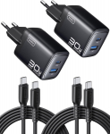 INIU USB-C laadija 30 W, 2 tk, GaN PD, USB-C + USB-A, kiirlaadimine, must (A12-E1)