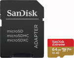 Sandisk m&auml;lukaart microSDXC 64GB Extreme Action + adapter