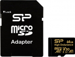 Silicon Power m&auml;lukaart microSDXC 64GB High Endurance + adapter