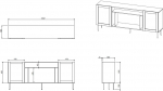 Cama Meble JUTA EF chest of drawers + electric fireplace 202x39.5x85 black + linol calabria