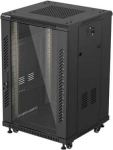 Lanberg 19-inch 18U floor-standing rack cabinet, 600x600, perforated door, LCD (flat-pack), black