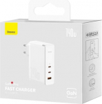 Baseus Travel Charger GaN5 Pro Fast wall charger, C+C+U, 140W White EU (CCGP100202)