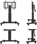 Neomounts PLASMA-M2500TBLACK TV trolley - 42-100" - max 150 kg - motorised h 91-141 cm - VESA 400x200-800x600 - table tilt function - black
