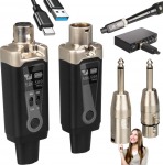 Light4Me DNA WXLR1 bezprzewodowy system transmisji audio UHF USB-C +48V Phantom 2x adapter XLR/jack 6,35 mm zestaw
