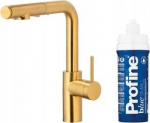 KFA Bateria kuchenna KFA DUERO PURE BASIC PULL-OUT BATERIA KUCHENNA Z FUNKCJĄ FILTRACJI WODY I WYCIĄGANĄ WYLEWKĄ + ZESTAW FILTRUJĄCY PROFINE BLUE S, BRUSHED GOLD