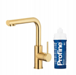 KFA Bateria kuchenna KFA KFA bateria kuchenna z funkcją filtracji wody DUERO PURE BASIC + zestaw filtrujący PROFINE BLUE S, brushed light gold 6623-913-39