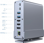Gembird A-CF-COMBO15-01 USB Type-CF 15-in-1 multi-port adapter (USB hub AF-ports v.2x2 + v.3x3, Type-CF + HDMIx2 + DisplayPort + PD + card reader + GigaLAN + 3.5 mm audio), grey