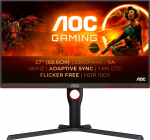 AOC G3 Q27G3XMN/BK PC lamekuvar 68,6 cm (27") 2560 x 1440 pikslit 2K Ultra HD LED Must, Punane