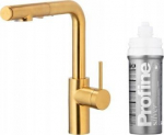 KFA Bateria kuchenna KFA DUERO PURE BASIC PULL-OUT BATERIA KUCHENNA Z FUNKCJĄ FILTRACJI WODY I WYCIĄGANĄ WYLEWKĄ + ZESTAW FILTRUJĄCY PROFINE SILVER S, BRUSHED GOLD