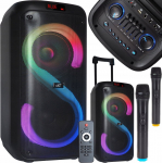 LTC Głośnik LTC Głośnik bluetooth RGB 2x8`` 400W, 2 mikrofony i pilot USB/SD/AUX/FM 7200mAh