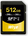 Wise SDXC UHS-II V90    512GB R:290MBs / W:260MBs  WI-SD-N512