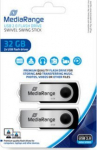 Mediarange Pendrive MediaRange MediaRange MR911-2 pamięć USB 32 GB USB Typu-A 2.0 Czarny, Srebrny