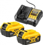 Dewalt starter set battery kit DCB1104P2, 18 volts, charger (yellow/black, 2x Li-ion battery 5.0 Ah)
