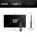 Chiq Telewizor CHiQ U50QST TV 50, UHD, QLED, Google TV, DLG 120 Hz, Dolby Audio, Frameless, metaliczna
