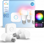 Philips Hue Essential Starter Kit A60 + Hue Bridge Full Color E27 3 gab. balta Inteligentna żar&oacute;wka 929004235411 (8721103103673)
