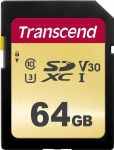 Transcend Karta Transcend 500S SDXC 64 GB Class 10 UHS-I/U3 V30 (TS64GSDC500S)