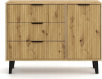 Top E Shop SCANDI 1D3S SLIM OAK ARTISAN CHEST OF DRAWERS