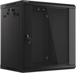 Lanberg Wall-Mounted Rack 19 12U 600X450mm black (glass door)