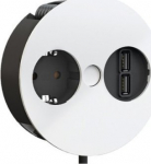Bachmann BACHMANN TWIST 1x gniazdo z uziemieniem, tulejki, ładowarka USB, kabel zasilający z uziemieniem, biały, 2 m