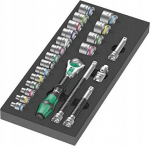 Wera Zestaw narzędzi Wera Wera 9721 foam tray 8000 B Zyklop ratchet 3/8'' set 1, 23 pieces, tool set (black/grey, ratchet and socket set, in foam tray for workshop trolley)