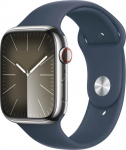 Apple Smartwatch Apple Watch 9 GPS + Cellular 45mm Silver Stainless Steel Sport S/M Niebieski (MRMN3ET/A)
