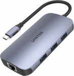 Unitek HUB USB-C 9in1, USB-C, HDMI, PD 100W,SD; D1071