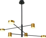 Italux Lampa wisząca Italux Sufitowa LAMPA modernistyczna REMDAL PND-16374-6-BK-GD-4K metalowa OPRAWA molekuły LED 36W 4000K sticks czarne złote