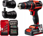 Einhell Cordless Drill Set TE-CD 18/45 3X-Li +22, 18V (red/black, Li-Ion battery 2.0Ah, 22-piece accessories)