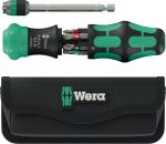 Wera Kraftform Kompakt 20 RA-R with pouch, bit set black/green, 6-piece, 1/4", with ratchet function and Rapidaptor quick-change chuck